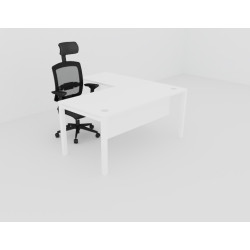Bureau Droit EASY L.170 x 75cm - BLANC - Pieds BLANC- Z